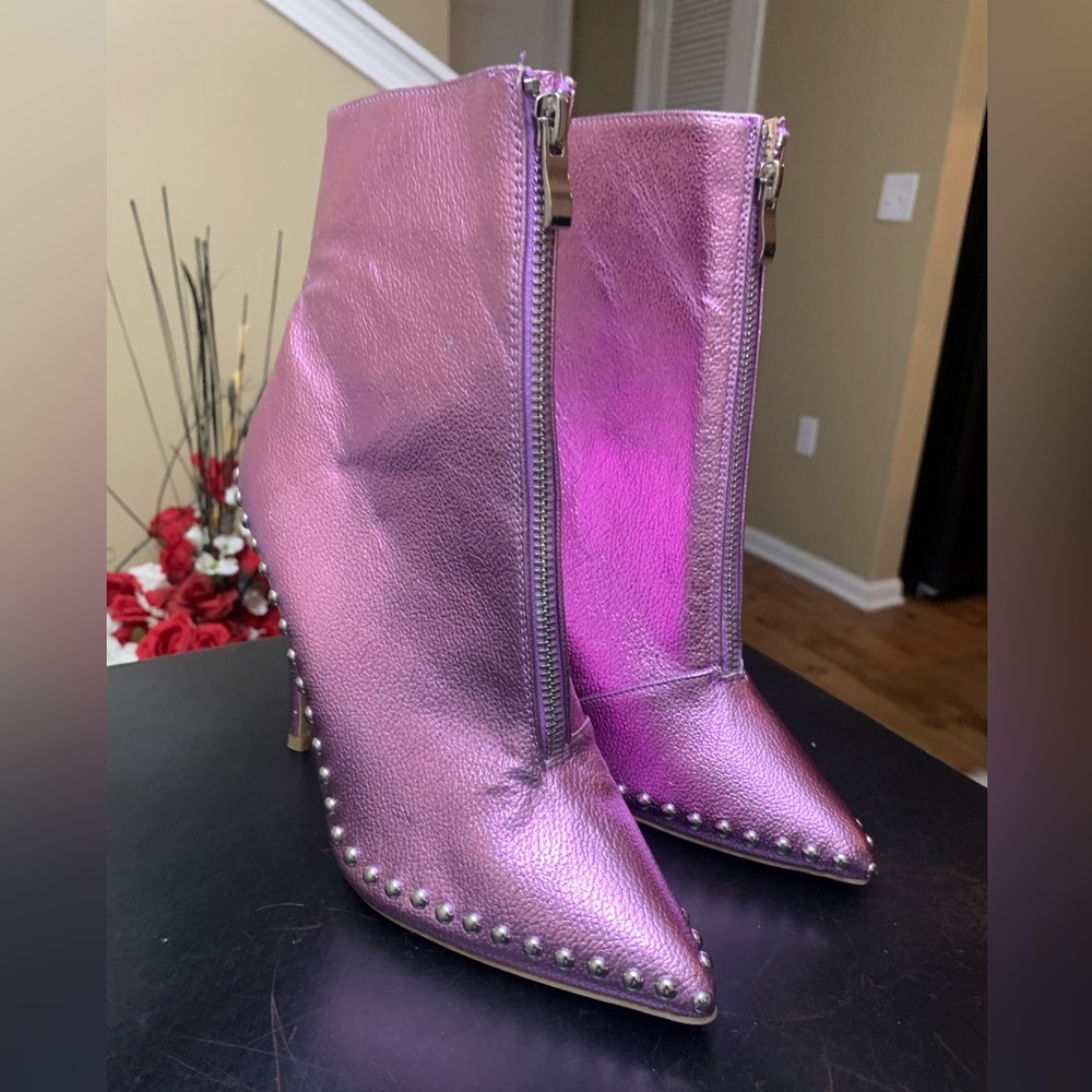 Wild Diva Pointy Toe Studded Booties